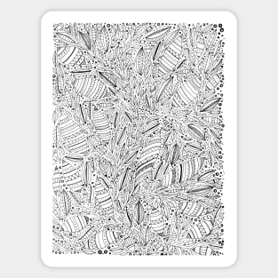 Hand drawn abstract leaves doodle drawing Sticker